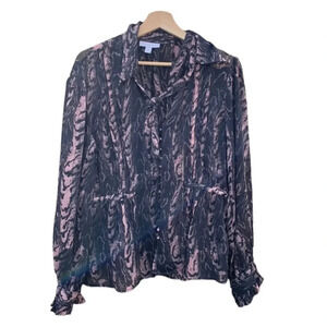 Topshop black and pink sheer size 6 blouse
